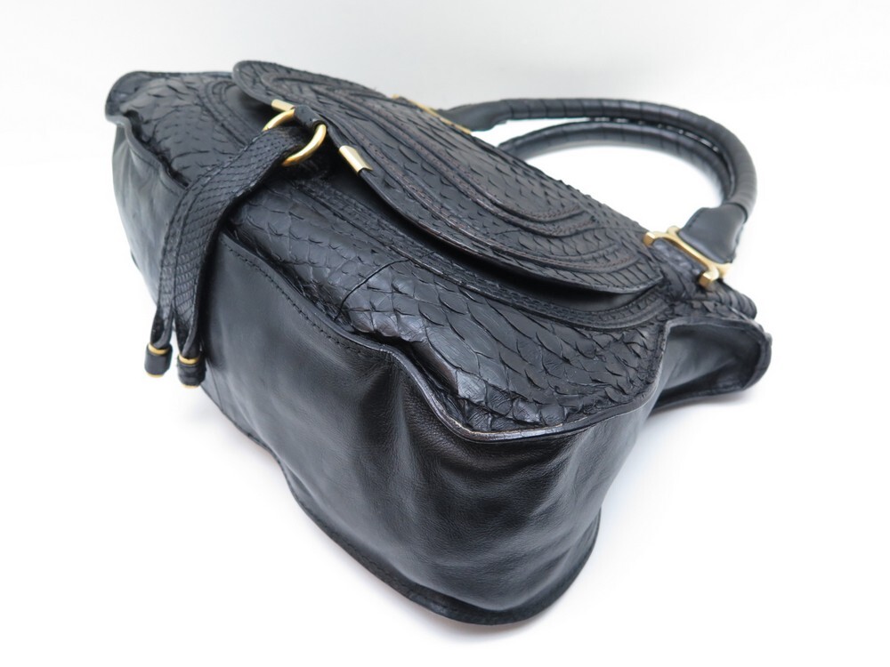 Sac A Main Chloe Marcie Medium En Cuir Python Noir Atelier Yuwa Ciao Jp