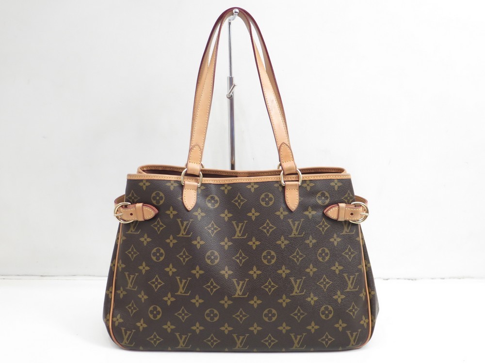 Sac à main Louis Vuitton Batignolles en toile monogram et cuir naturel