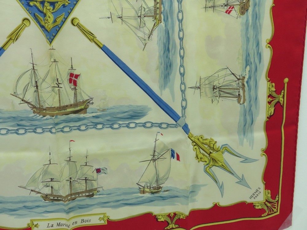 HERMÈS La Marine en Bois by Hugo Grygkar Red Nautical Ship Trident