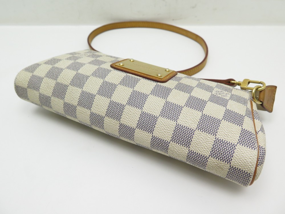 LOUIS VUITTON LOUIS VUITTON Eva Clutch Shoulder Bag N55214 Damier Azur  Canvas White Used Women N55214