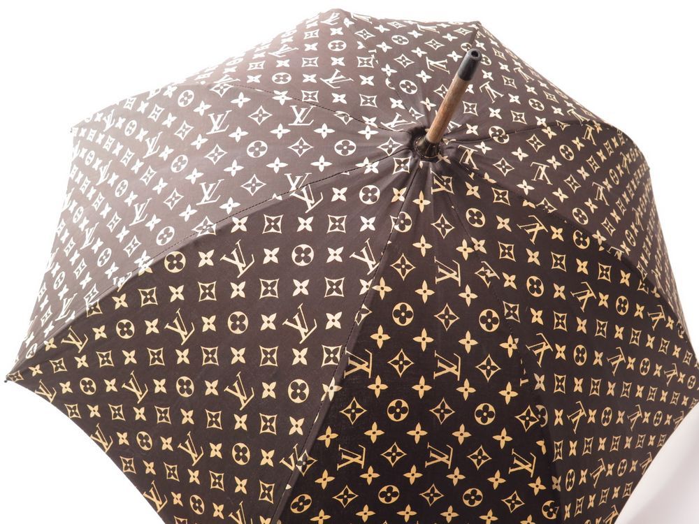 Louis Vuitton Long Umbrella Monogram Mini Parapluy Giblet Leather Handle  Authen