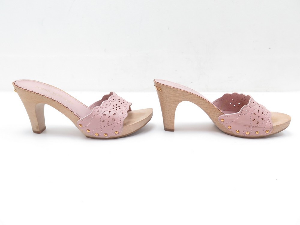 Louis Vuitton Mules chaussures escale LV Cuir Rose ref.197801