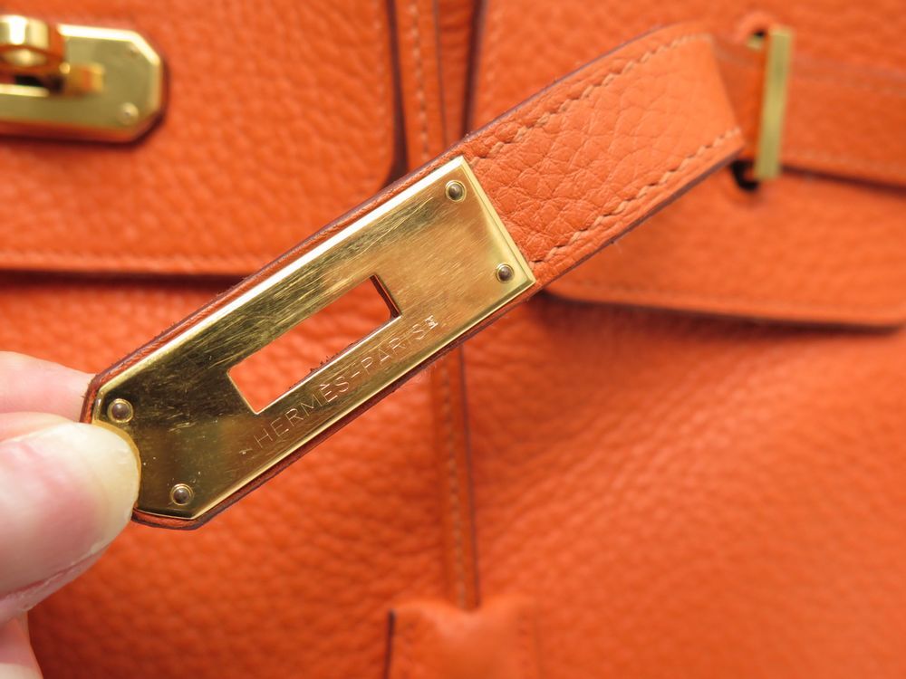 Birkin 40 leather handbag Hermès Orange in Leather - 33563300