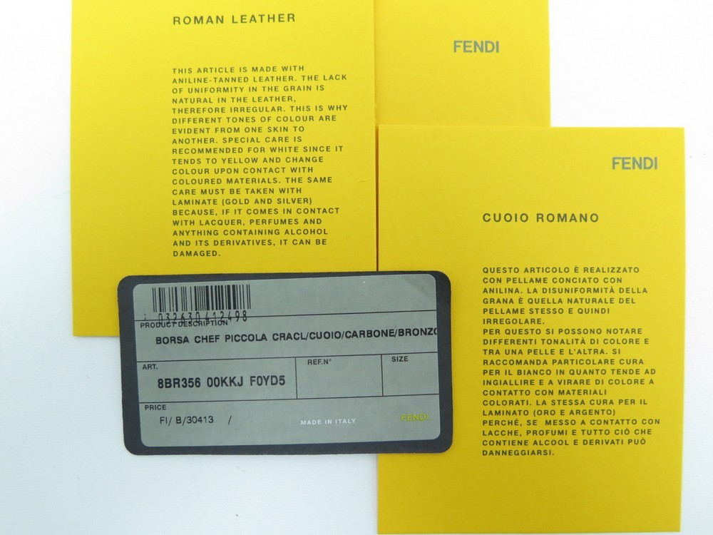 Fendi discount authentication card