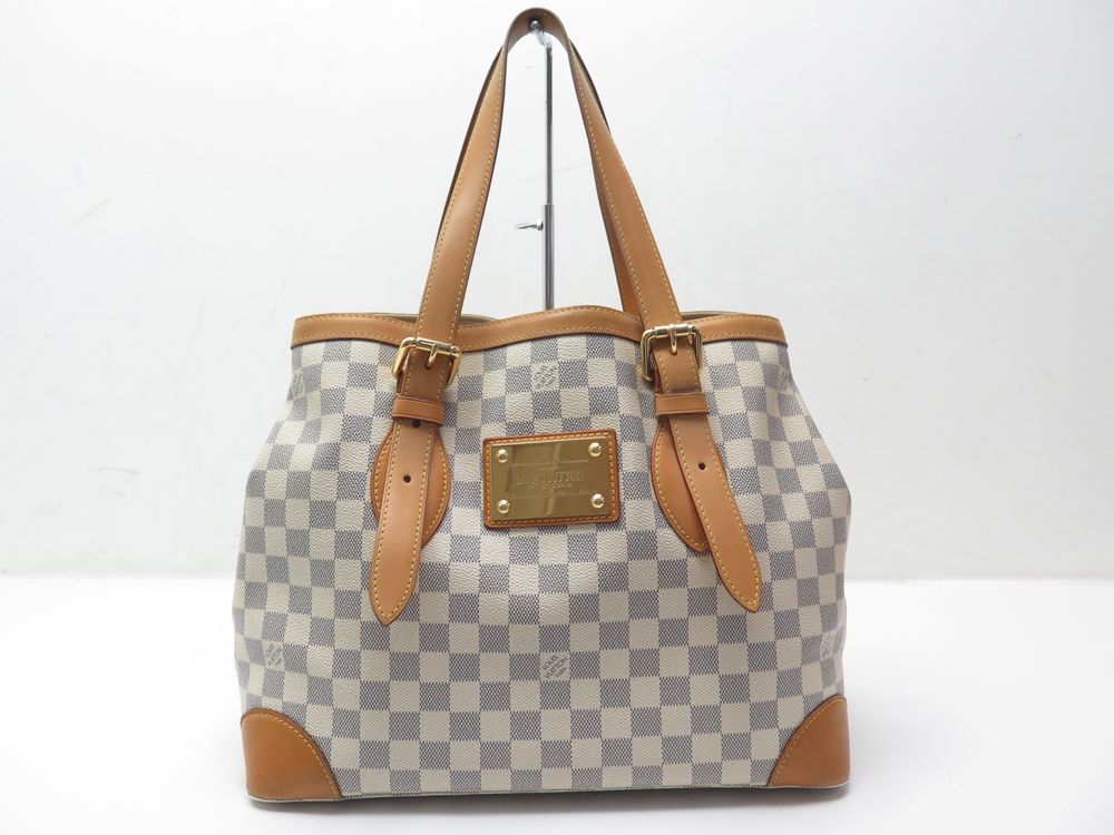 sac cabas louis vuitton hampstead en toile damier azur et cuir naturel, RvceShops Revival