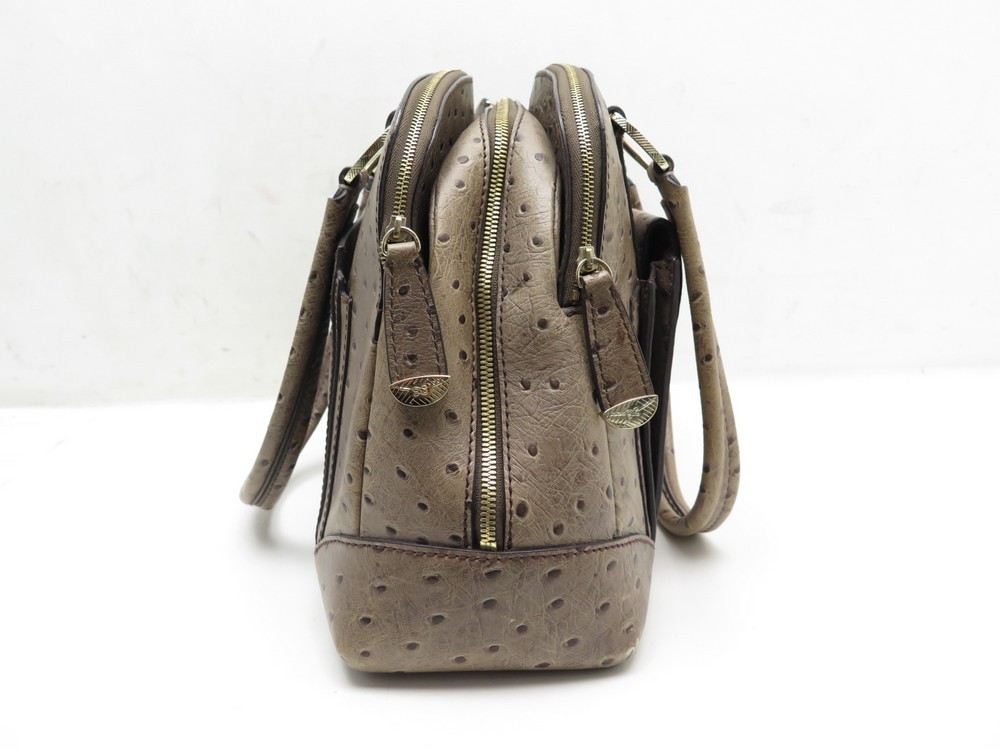 Lancel (Paris) Adjani Ostrich Leather Brown Shoulder Bag