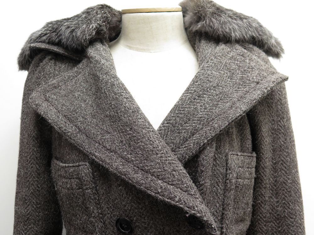 manteau louis vuitton 38 m en laine gris capuche en