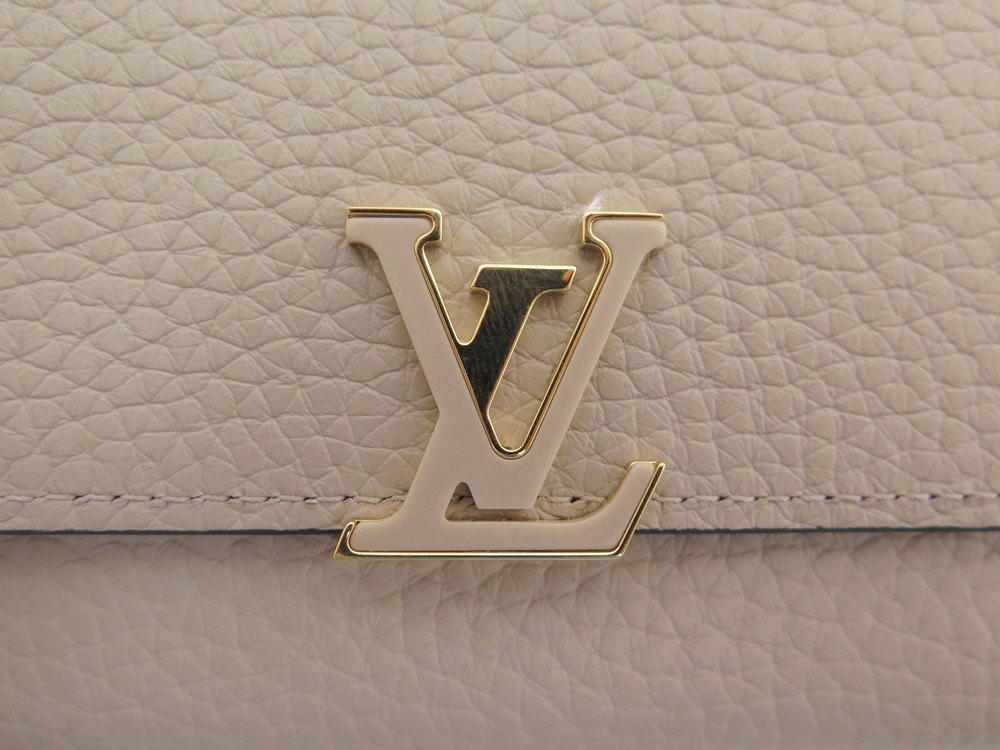 Louis Vuitton, Bags, Portefeuille Capucines Compact Taurillon Leather  Navy Blue Red Gold Wallet