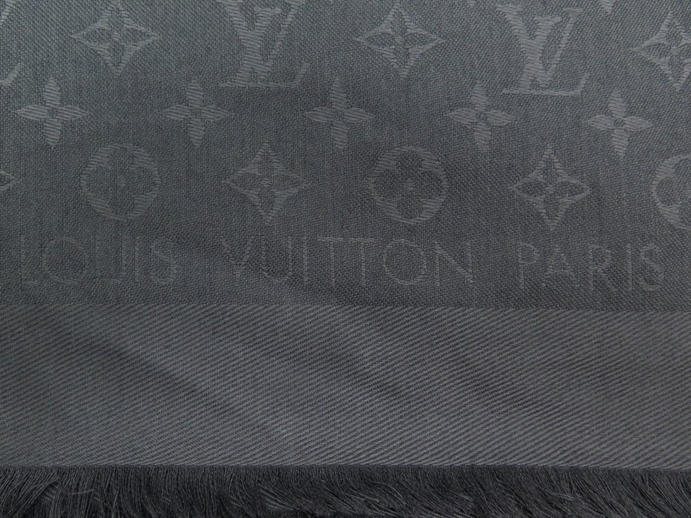 100% Authentic Louis Vuitton BLACK ON BLACK Shawl, Ref M71329