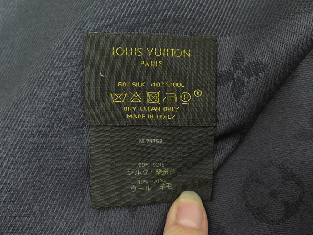 100% Authentic Louis Vuitton BLACK ON BLACK Shawl, Ref M71329