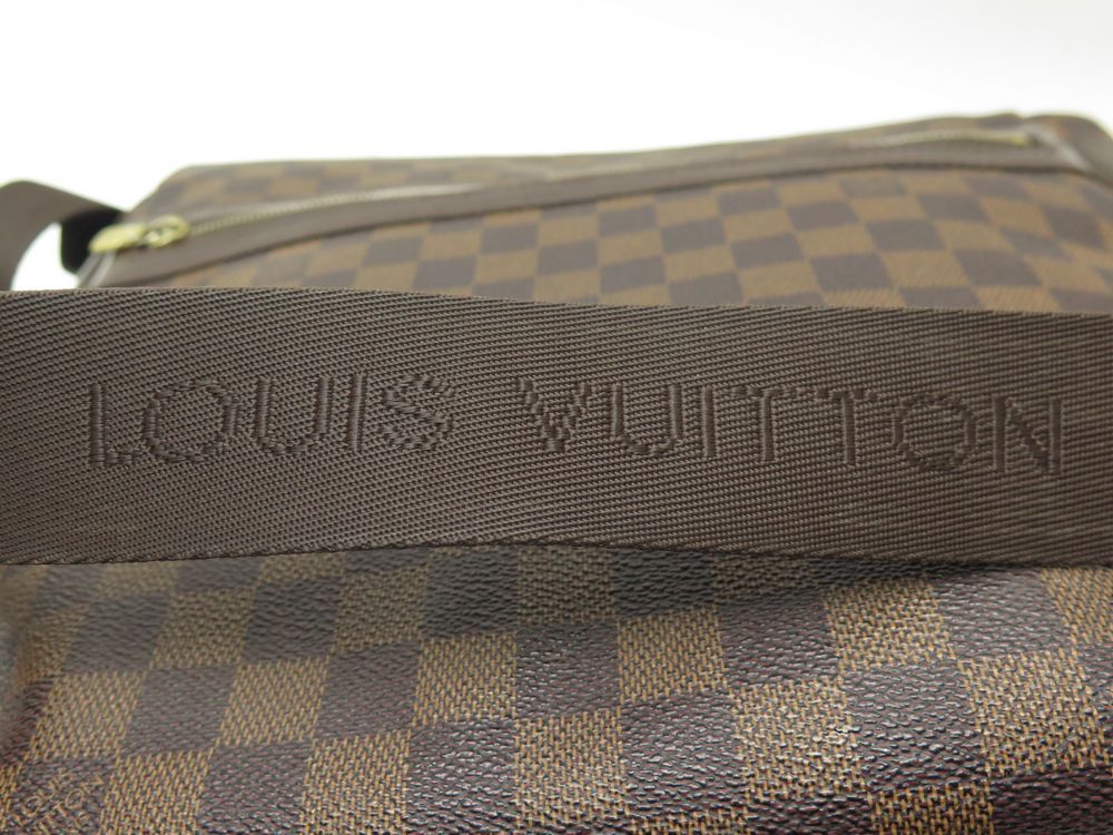 Sac bandoulière Louis Vuitton Bastille en toile damier enduite grise et cuir  noir