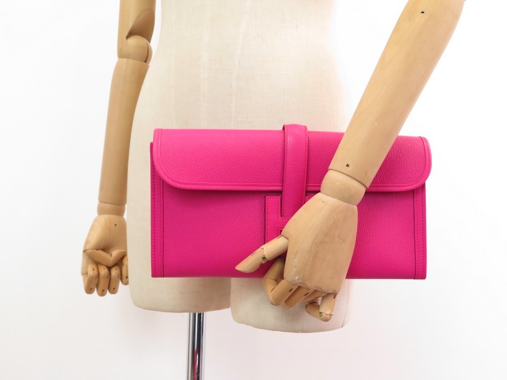 Hermes Pink Rose Azalee Jige Elan 29 Pochette Clutch Kelly Pochette –  MAISON de LUXE