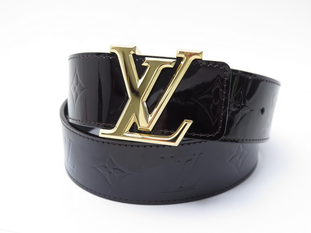 Ceinture LOUIS VUITTON T90 mixte LV initiales en cuir lisse noir - VALOIS  VINTAGE PARIS