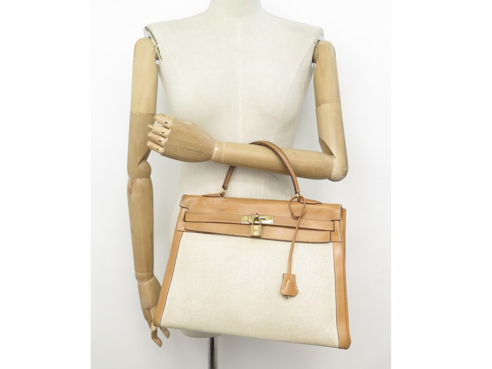 sac a main hermes kelly 36 toile h et cuir