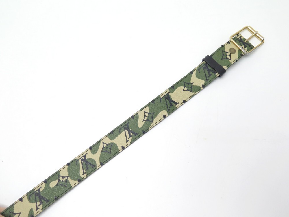 BELT LOUIS VUITTON T95 MURAKAMI MONOGRAMOUFLAGE CANVAS + KHAKI BELT BOX  Cloth ref.329271 - Joli Closet