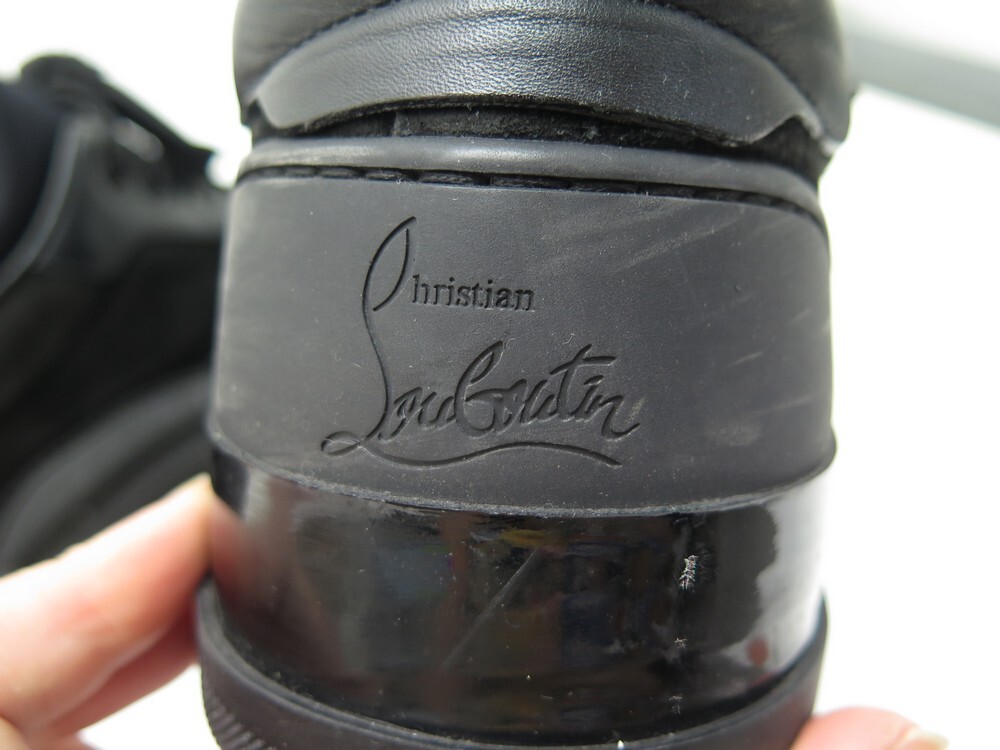 CHRISTIAN LOUBOUTIN BASKETS AURELIEN SHOES 41.5 BLACK LEATHER