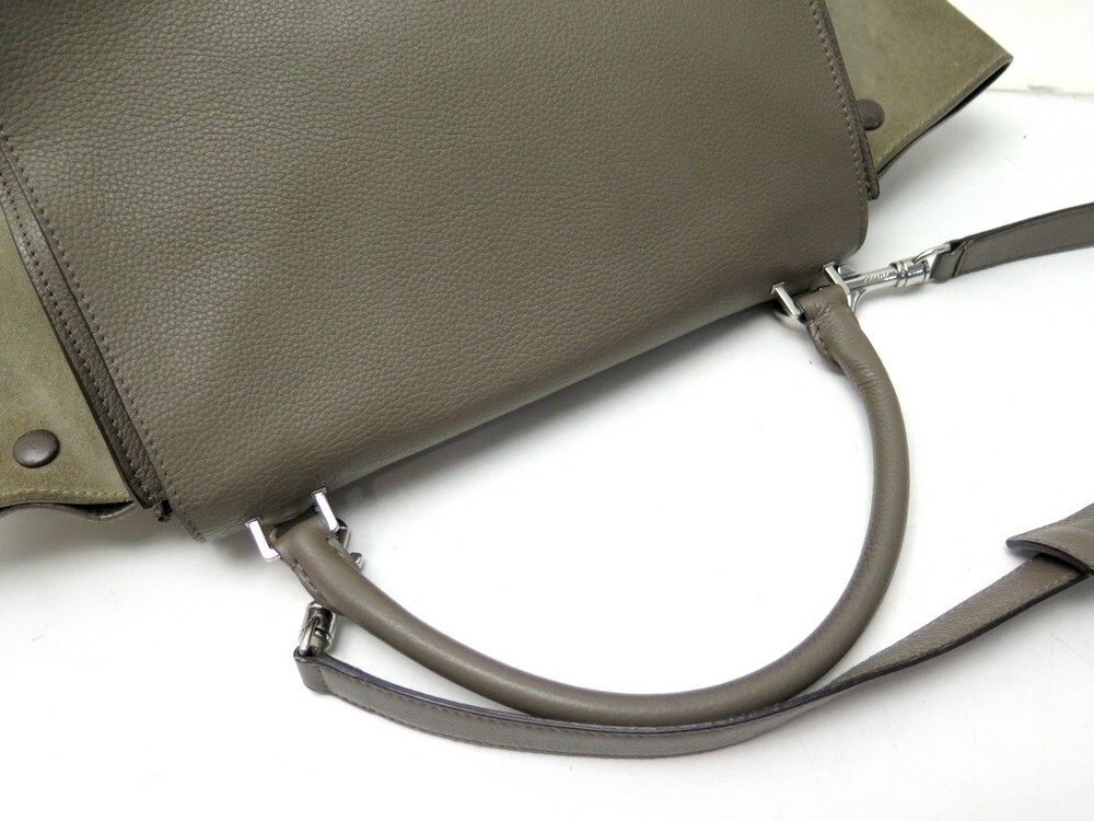 Sac à main Celine Trapeze en cuir taupe et daim taupe