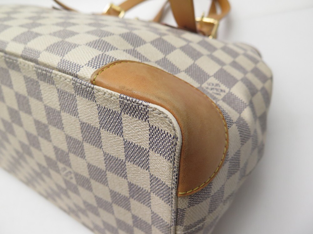 sac cabas louis vuitton hampstead en toile damier azur et cuir naturel, RvceShops Revival