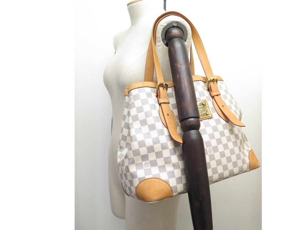 sac cabas louis vuitton hampstead en toile damier azur et cuir naturel, RvceShops Revival