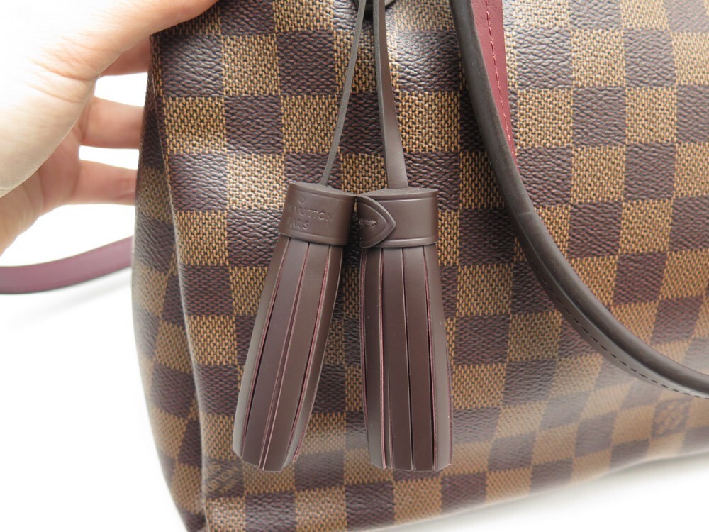 Louis Vuitton Damier Ebene Canvas Lymington Bag Brown Leather ref