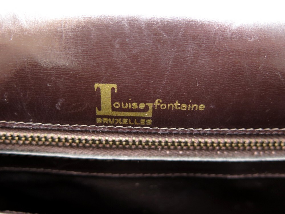 Vintage shoulder bag, pouch bag, brown leather, handbag, Louise Fontaine, designer bag, Belgium designer