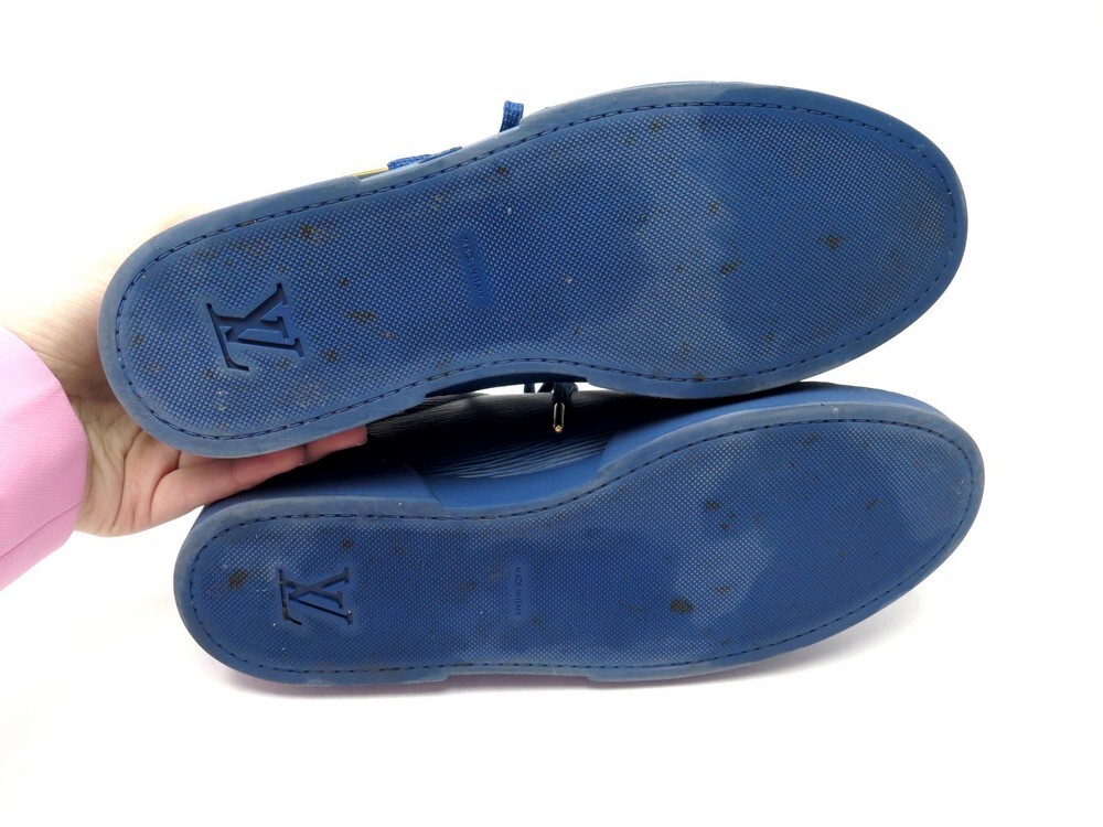 chaussures louis vuitton baskets 8 42 cuir epi bleu