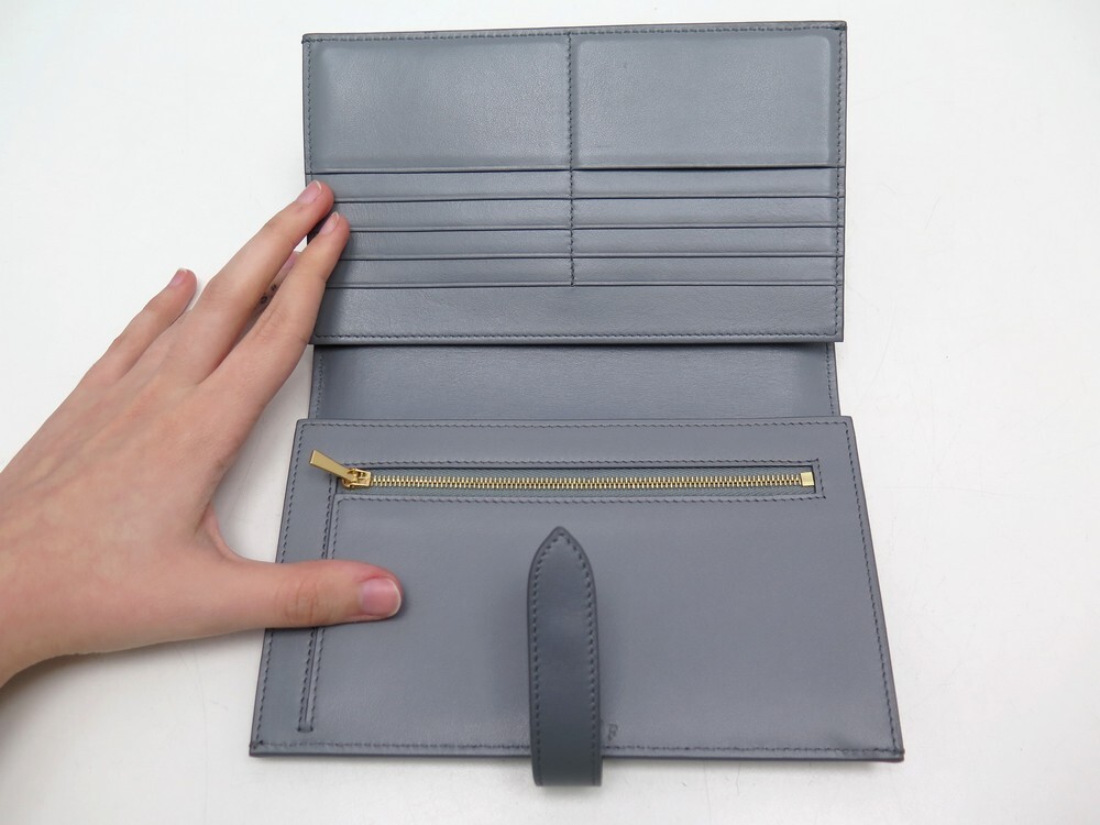 CELINE Medium Strap Leather Wallet Grey Celine