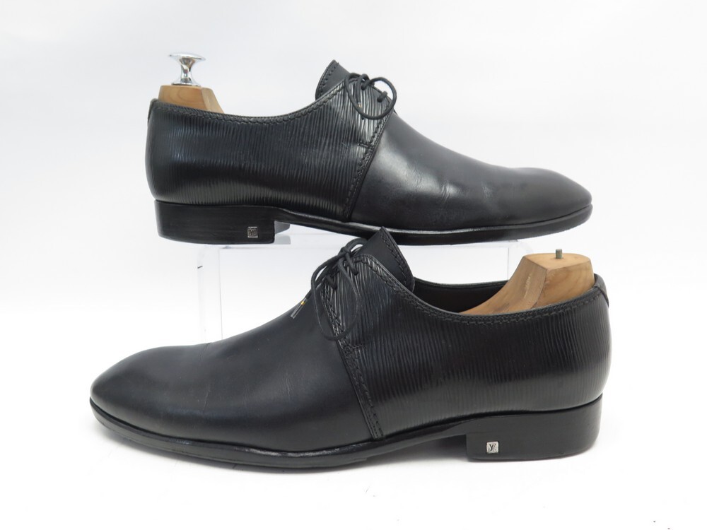 chaussures louis vuitton derby en cuir noir 8.5 42.5