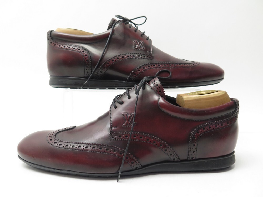 LOUIS VUITTON DERBY GRAMERCY SHOES 8 42 BURGUNDY LEATHER SHOES