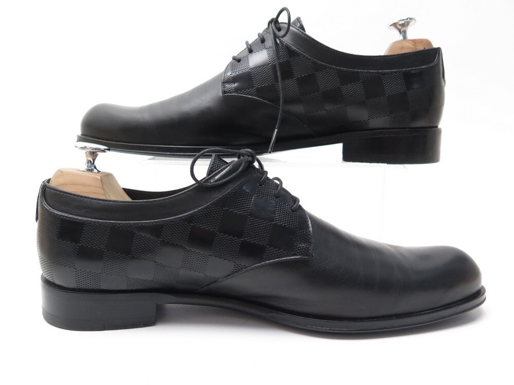 chaussures louis vuitton derby en cuir noir 8.5 42.5