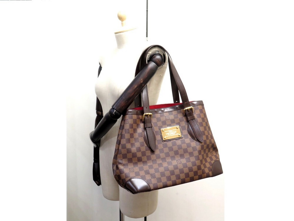 sac cabas louis vuitton hampstead en toile damier azur et cuir naturel, RvceShops Revival