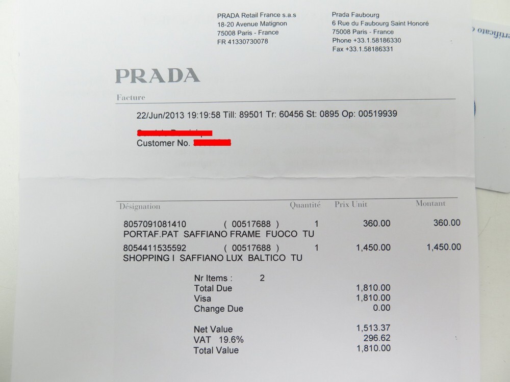 Prada receipt discount