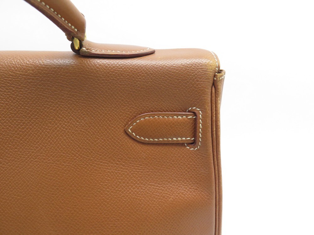 Sac à main Hermes Kelly 35 cm en cuir Courchevel gold