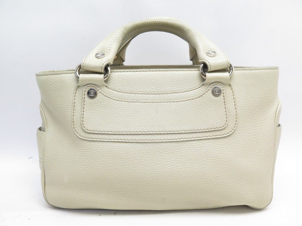 sac a main celine boogie en cuir graine ecru leather