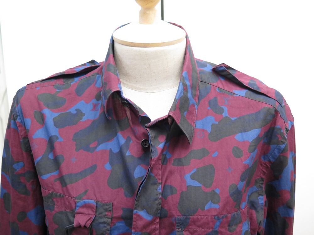 chemise louis vuitton motif camouflage rm162m bleu