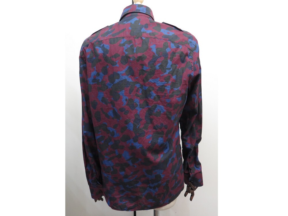 LOUIS VUITTON SHIRT CAMOUFLAGE PATTERN RM162M BLUE BORDEAUX 50 M