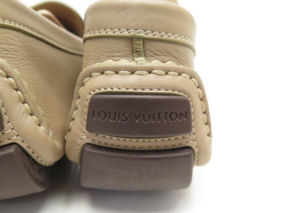 NEW LOUIS VUITTON SHOES LOMBOK MOCCASIN 8.5 42.5 BEIGE LEATHER BOX