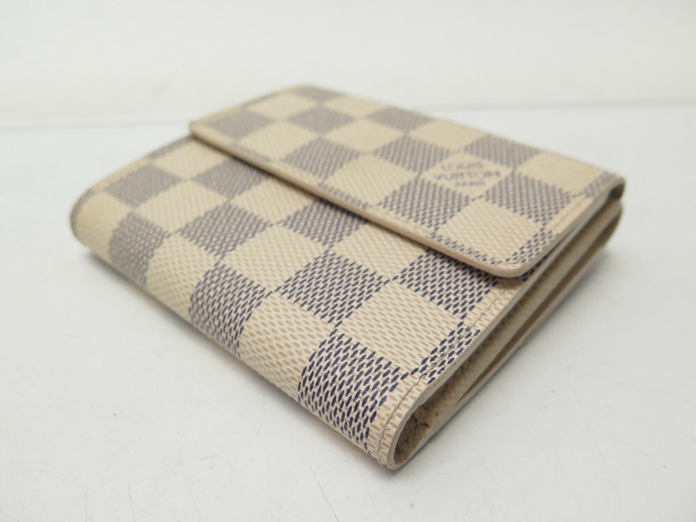 Auth Louis Vuitton Damier Azur Portofeuil Elise N61733 Women's Wallet