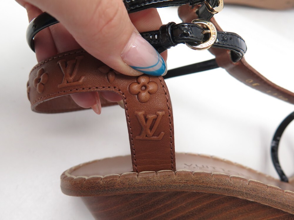 LOUIS VUITTON KEY WEST SHOES 37 WEDGE SANDALS